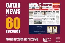 It’s Monday the 20th of April, this is the news in 60 seconds The Tribune lead with – 5,000 virtual consultations a week. The service Hamad Medical Corporation launched 2 weeks ago, offering consultations for 11 specialties by phone. Has now increased to 15 specialties and is available 7am – 10pm, 7 days a week. Google Cloud has joined the remote working initiative launched by the Communications Regulatory Authority. And is offering businesses a number of services for free at this time. In the Gulf Times - The Ministry of Education say that Private Schools have to undertake their enrolling procedures online. Ooredoo has announced that customers can now have their YouTube Premium Subscription added to their bill, or deducted from their credit balance. KIMS Medical Centre launch their TeleHealth service. You can book a 15 minuet video consultation online. And receive a prescription by email. HMC Tweet the latest COVID-19 update; 440 new cases, 8 recovered and no new deaths.